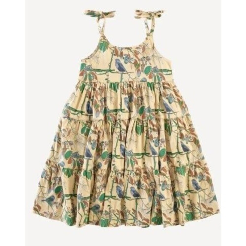 kate quinn Cream Sundress with Blue and Green Bird Print